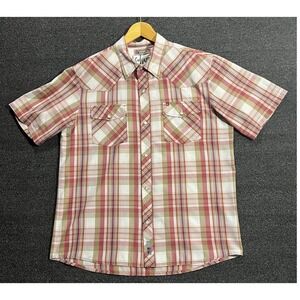 Quiksilver Men's Plaid Short Sleeve Snap Button Shirt‎ Size L